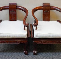 Chinese Carved Wooden Hongmu Chairs